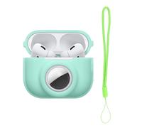 kwmobile Custodia 2 in 1 compatibile con Apple Airpods Pro 2 e AirTag - Cover Cuffie Bluetooth - Protezione in Silicone con Moschettone - menta