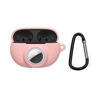 kwmobile Custodia 2 in 1 compatibile con Beats Studio Buds e AirTag - Cover Cuffie Bluetooth - Protezione in Silicone con Moschettone - rosa antico