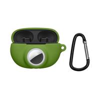 kwmobile Custodia 2 in 1 compatibile con Beats Studio Buds e AirTag - Cover Cuffie Bluetooth - Protezione in Silicone con Moschettone - verde