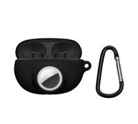 kwmobile Custodia 2 in 1 compatibile con Beats Studio Buds e AirTag - Cover Cuffie Bluetooth - Protezione in Silicone con Moschettone - nero