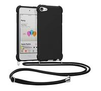 kwmobile Custodia a Tracolla Compatibile con Apple iPod Touch 6G / 7G (6a e 7a generazione) - Cover Laccio Giro Collo - Back Case Silicone TPU con Cordino nero