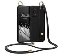 kwmobile Custodia a Tracolla Compatibile con Oppo A74 (5G) / A54 (5G) - Cover con Cordino e Passante Cinta - Back Case Silicone TPU Nero