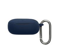 kwmobile Custodia Caricatore Compatibile con Anker Soundcore Liberty 5 - Cover Silicone blu scuro - Rivestimento Gommato Protezione con Gancio