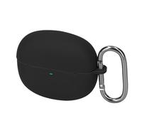 kwmobile Custodia Caricatore Compatibile con Baseus Bowie MC1 Open Ear - Cover Silicone nero - Rivestimento Gommato Protezione con Gancio