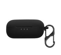 kwmobile Custodia Caricatore Compatibile con EarFun Air Pro 4 - Cover Silicone nero - Rivestimento Gommato Protezione con Gancio