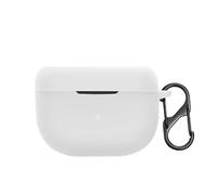 kwmobile Custodia Caricatore Compatibile con Jabra Elite 10 / E10 - Cover Silicone bianco - Rivestimento Gommato Protezione con Gancio