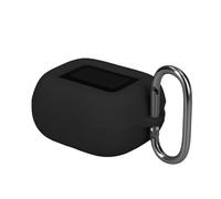 kwmobile Custodia Caricatore Compatibile con JBL Live Buds 4 / Beam 4 / Flex 4 - Cover Silicone nero - Rivestimento Gommato Protezione con Gancio