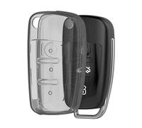 kwmobile Custodia Chiave Auto Compatibile con Audi con 3 tasti pieghevole Cover - Guscio Telecomando Macchina - TPU Morbido - Case Trasparente - nero / trasparente