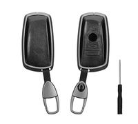 kwmobile Custodia Chiave Auto Compatibile con BMW con 3 tasti controllo remoto Cover - Guscio Telecomando Auto Anello Portachiavi - Metallo Similpelle - nero/nero metallizzato
