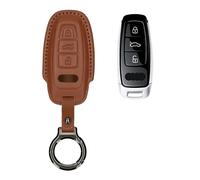 kwmobile Custodia Chiavi Vera Pelle Compatibile con Audi A6 A7 A8 Q7 Q8 con 3 tasti Keyless Custodia - Car Key Case con Anello Portachiavi - Accessori Auto - marrone chiaro