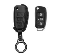 kwmobile Custodia Chiavi Vera Pelle Compatibile con Audi con 3 tasti pieghevole Custodia - Car Key Case con Anello Portachiavi - Accessori Auto - nero