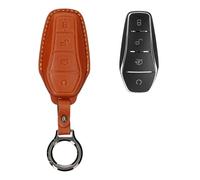 kwmobile Custodia Chiavi Vera Pelle Compatibile con BYD Atto 3 / Sealion/Han/Tang/Dolphin/Seal Custodia - Car Key Case con Anello Portachiavi - Accessori Auto - marrone