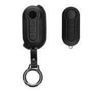 kwmobile Custodia Chiavi Vera Pelle Compatibile con Fiat Lancia con 3 tasti pieghevole Custodia - Car Key Case con Anello Portachiavi - Accessori Auto - nero