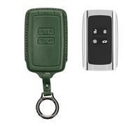 kwmobile Custodia Chiavi Vera Pelle Compatibile con Renault con 4 tasti Smart Key (solo Keyless Go) Custodia - Car Key Case con Anello Portachiavi - Accessori Auto - verde scuro