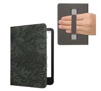 kwmobile Custodia Cinturino Mano Compatibile con AmazonKindle Paperwhite (2024)/Colorsoft Cover - eBook Reader Case - Cover eReader Simil Pelle Fiori in Rilievo Verde