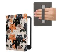 kwmobile Custodia Cinturino Mano Compatibile con AmazonKindle Paperwhite (2024)/Colorsoft Cover - eBook Reader Case - Cover eReader Simil Pelle Gatti