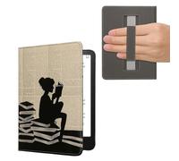kwmobile Custodia Cinturino Mano Compatibile con AmazonKindle Paperwhite (2024)/Colorsoft Cover - eBook Reader Case - Cover eReader Simil Pelle Ragazza e Libri