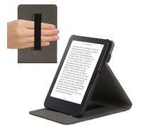 kwmobile Custodia Cinturino Mano Compatibile con KoboClara 2E Cover - Custodia eReader Stand - Blu/Grigio/Nero Natura e Spazio