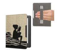 kwmobile Custodia Cinturino Mano Compatibile con KoboGlo HD/Touch 2.0 Cover - eBook Reader Case - Cover eReader Simil Pelle Ragazza e Libri
