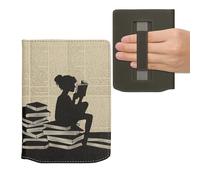 kwmobile Custodia Cinturino Mano Compatibile con PocketbookVerse/Verse Lite/Pro/Color/Vivlio Light HD Cover - eBook Reader Case - Cover eReader Simil Pelle Ragazza e Libri