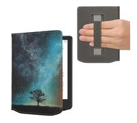 kwmobile Custodia Cinturino Mano Compatibile con PocketbookVerse/Verse Lite/Pro/Color/Vivlio Light HD Cover - eBook Reader Case - Cover eReader Simil Pelle Natura e spazio