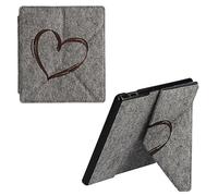 kwmobile Custodia Compatibile con Amazon Kindle Oasis 10. Generation - Cover Feltro con Chiusura Magnetica - marrone scuro Cuore