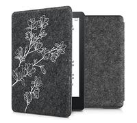 kwmobile Custodia Compatibile con Amazon Kindle Paperwhite 11. Generation 2021 - Cover a Libro per eReader - Protezione in Feltro - Flip Case - Magnolie Bianco/Grigio Scuro