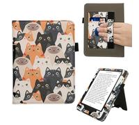 kwmobile Custodia Compatibile con Amazon Kindle Paperwhite (2024)/Colorsoft - Case Custodia Ecopelle Cover con Chiusura Magnetica Autosleep - Gatti Arancione/Nero/Bianco