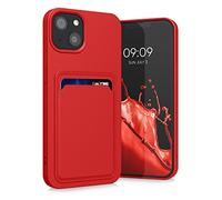 kwmobile Custodia Compatibile con Apple iPhone 13 Cover - Back Case Cellulare con Slot Porta Carte - Morbida in Silicone TPU rosso