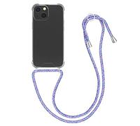 kwmobile Custodia Compatibile con Apple iPhone 13 mini Cover - Back Case in Silicone TPU - Protezione Smartphone con Cordino - lavanda/trasparente/viola/bianco