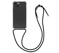 kwmobile Custodia Compatibile con Apple iPhone 13 mini Cover - Back Case in Silicone TPU - Protezione Smartphone con Cordino - nero/trasparente