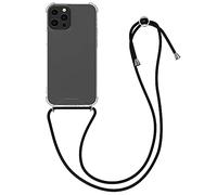 kwmobile Custodia Compatibile con Apple iPhone 13 Pro Cover - Back Case in Silicone TPU - Protezione Smartphone con Cordino - nero/trasparente
