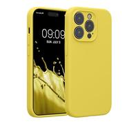 kwmobile Custodia Compatibile con Apple iPhone 14 PRO Cover - Back Case per Smartphone in Silicone TPU - Protezione Gommata - Giallo Pera