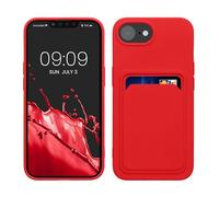 kwmobile Custodia Compatibile con Apple iPhone 17e / iPhone 16e Cover - Back Case Cellulare con Slot Porta Carte - Morbida in Silicone TPU rosso