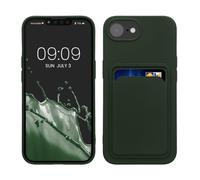 kwmobile Custodia Compatibile con Apple iPhone 17e / iPhone 16e Cover - Back Case Cellulare con Slot Porta Carte - Morbida in Silicone TPU verde scuro