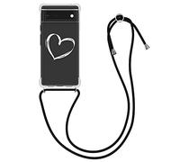 kwmobile Custodia Compatibile con Google Pixel 6 Cover - Back Case in Silicone TPU - Protezione Smartphone con Cordino - bianco/trasparente