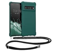 kwmobile Custodia Compatibile con Google Pixel 6 Pro Cover - Back Case in Silicone TPU - Protezione Smartphone con Cordino - petrolio
