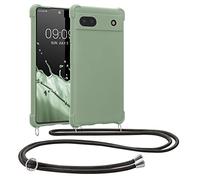 kwmobile Custodia Compatibile con Google Pixel 6a Cover - Back Case in Silicone TPU - Protezione Smartphone con Cordino - verde grigio