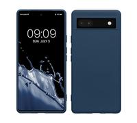 kwmobile Custodia Compatibile con Google Pixel 6a Cover - Back Case per Smartphone in Silicone TPU - Protezione Gommata - blu marino