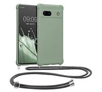 kwmobile Custodia Compatibile con Google Pixel 7a Cover - Back Case in Silicone TPU - Protezione Smartphone con Cordino - verde grigio