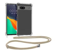 kwmobile Custodia Compatibile con Google Pixel 7a Cover - Back Case in Silicone TPU - Protezione Smartphone con Cordino - oro/trasparente