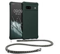 kwmobile Custodia Compatibile con Google Pixel 7a Cover - Back Case in Silicone TPU - Protezione Smartphone con Cordino - verde muschio