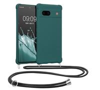 kwmobile Custodia Compatibile con Google Pixel 7a Cover - Back Case in Silicone TPU - Protezione Smartphone con Cordino - petrolio