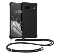 kwmobile Custodia Compatibile con Google Pixel 7a Cover - Back Case in Silicone TPU - Protezione Smartphone con Cordino - nero