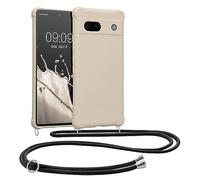 kwmobile Custodia Compatibile con Google Pixel 7a Cover - Back Case in Silicone TPU - Protezione Smartphone con Cordino - crema