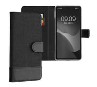 kwmobile Custodia Compatibile con Google Pixel 7a Cover Portafoglio - Case Chiusura Magnetica Portacarte Tessuto Similpelle antracite/nero