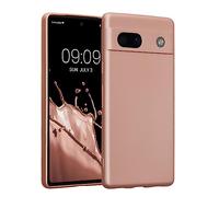 kwmobile Custodia Compatibile con Google Pixel 7a Cover - Protezione Back Case Morbida - Silicone TPU Effetto Metallizzato Oro Rosa Metallizzato