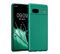 kwmobile Custodia Compatibile con Google Pixel 7a Cover - Protezione Back Case Morbida - Silicone TPU Effetto Metallizzato Verde Metallizzato