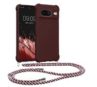kwmobile Custodia Compatibile con Google Pixel 8 Cover - Back Case in Silicone TPU - Protezione Smartphone con Cordino - viola bordeaux