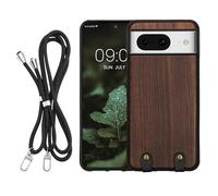 kwmobile Custodia Compatibile con Google Pixel 8 Cover - Protezione in Legno per Smartphone - Back Case con Bumper in Silicone TPU - Cordoncino Incluso